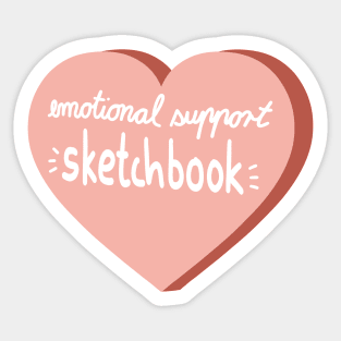 emotional support sketchbook calligraphy in a pink heart ( sketchbook decoration sticker ) Sticker